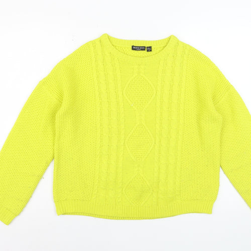 Brave Soul Women's Yellow Cable-Knit Acrylic Jumper Size S