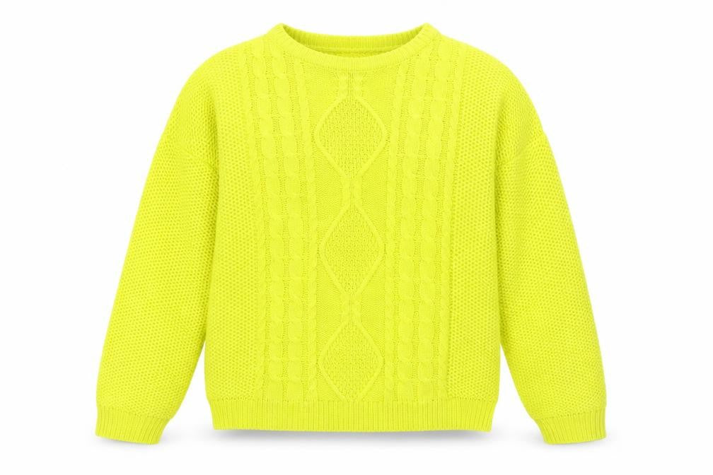 Brave Soul Women's Yellow Cable-Knit Acrylic Jumper Size S