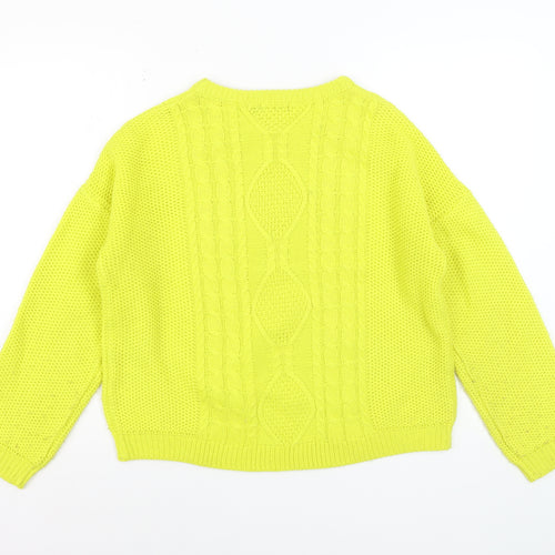 Brave Soul Women's Yellow Cable-Knit Acrylic Jumper Size S