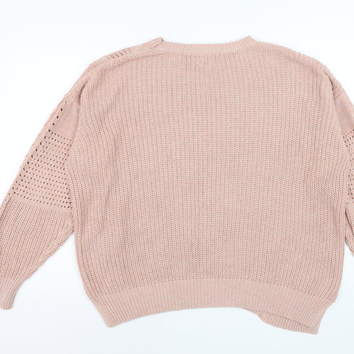 River Island Women Beige Cable Knit L Pullover Jumper