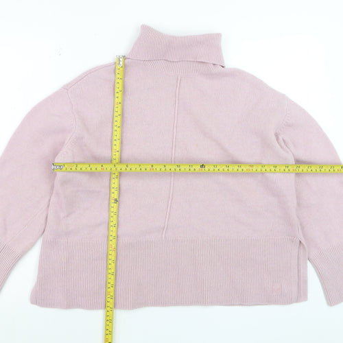 Crew Clothing Company Women Pink Roll Neck Wool Jumper Size 12