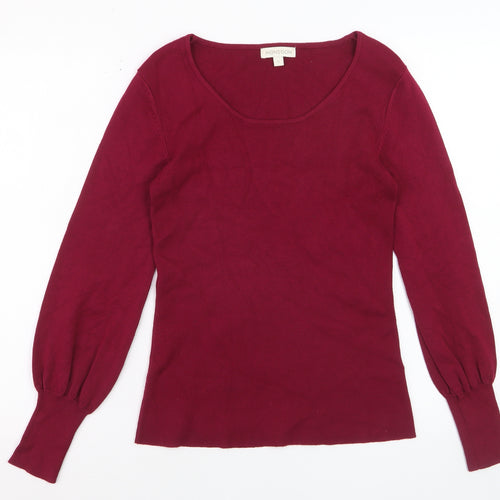 Monsoon Women's Red Scoop Neck Long Sleeve Pullover Jumper Size S