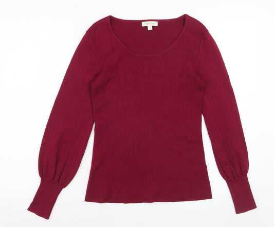 Monsoon Women's Red Scoop Neck Long Sleeve Pullover Jumper Size S