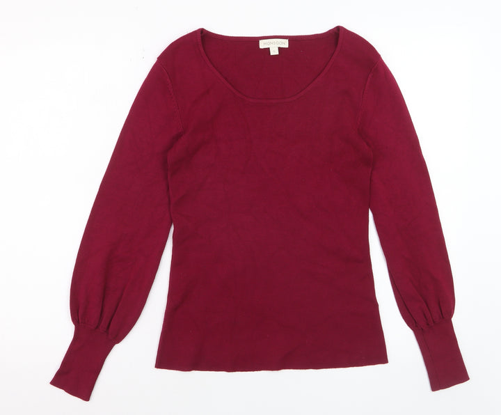Monsoon Women's Red Scoop Neck Long Sleeve Pullover Jumper Size S