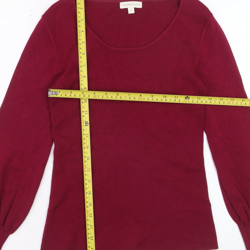 Monsoon Women's Red Scoop Neck Long Sleeve Pullover Jumper Size S