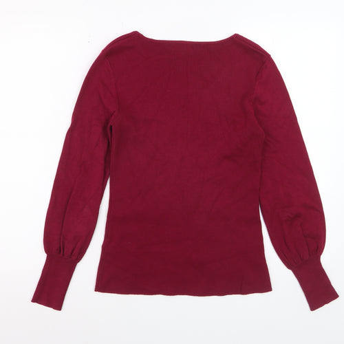 Monsoon Women's Red Scoop Neck Long Sleeve Pullover Jumper Size S