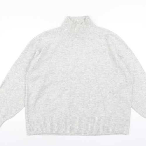 H&M Women Grey Mock Neck Long Sleeve Knit Jumper Size 14