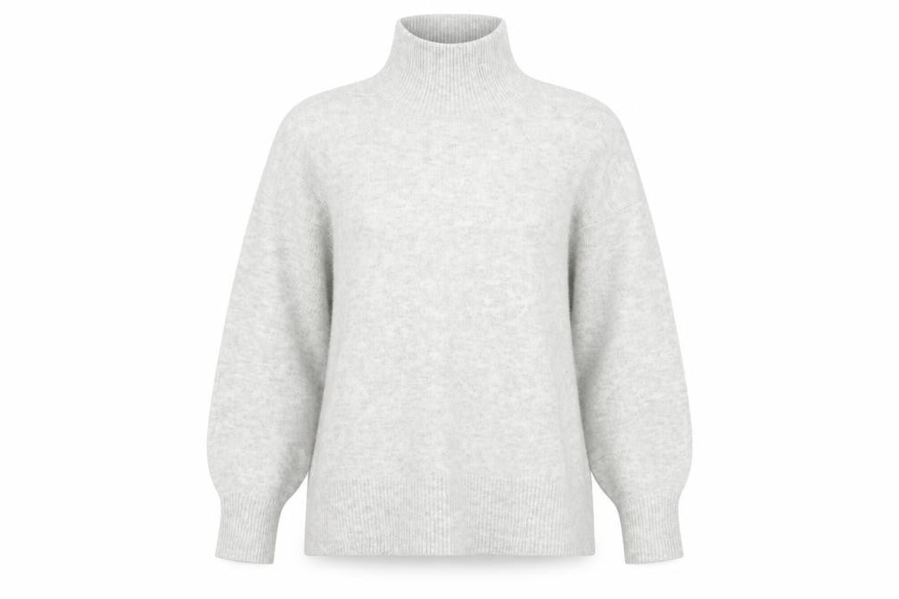 H&M Women Grey Mock Neck Long Sleeve Knit Jumper Size 14