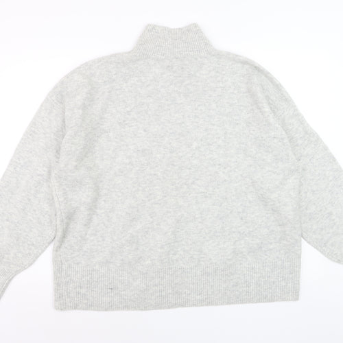 H&M Women Grey Mock Neck Long Sleeve Knit Jumper Size 14