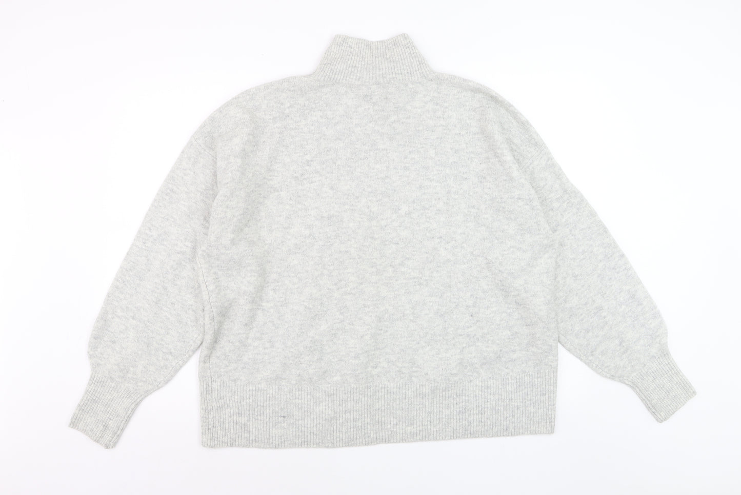 H&M Women Grey Mock Neck Long Sleeve Knit Jumper Size 14
