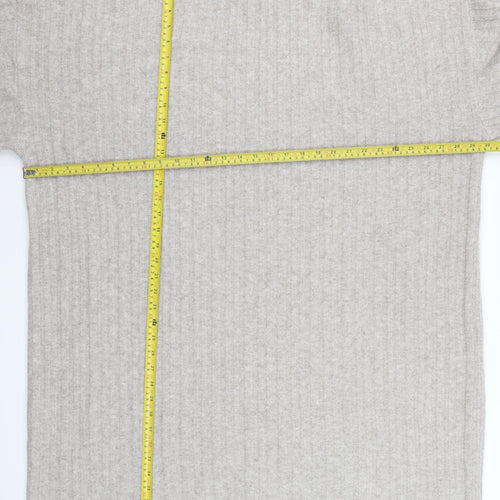 George Women Beige Plus 2XL Knit High Neck Sweater Dress