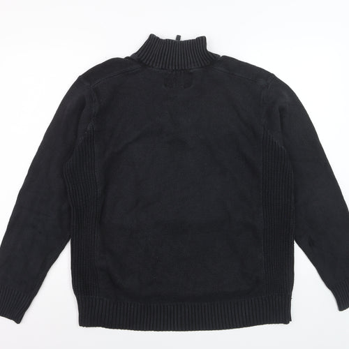 Easy Men’s Black Cotton 1/2 Zip High Neck Jumper Size L