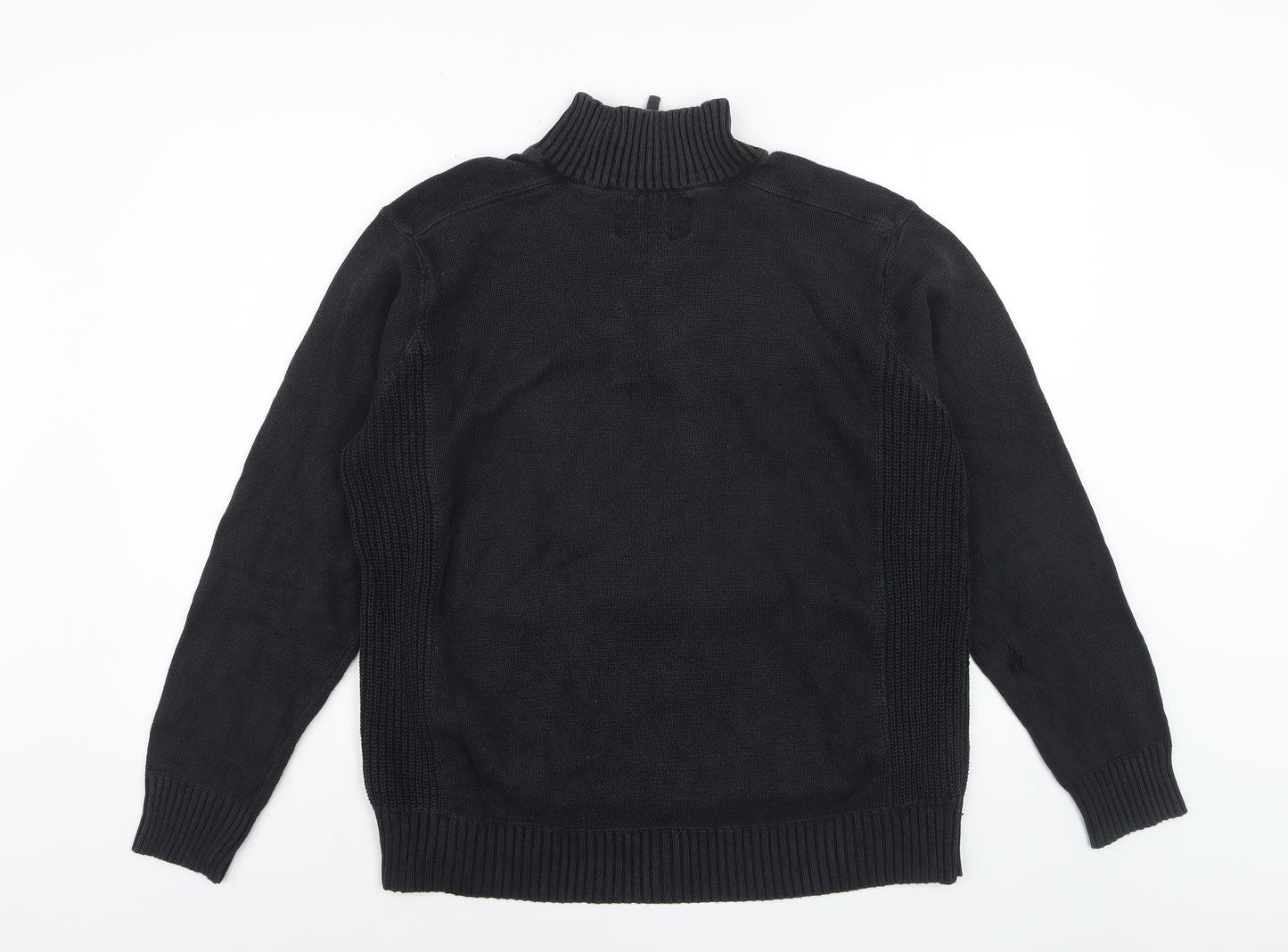 Easy Men’s Black Cotton 1/2 Zip High Neck Jumper Size L