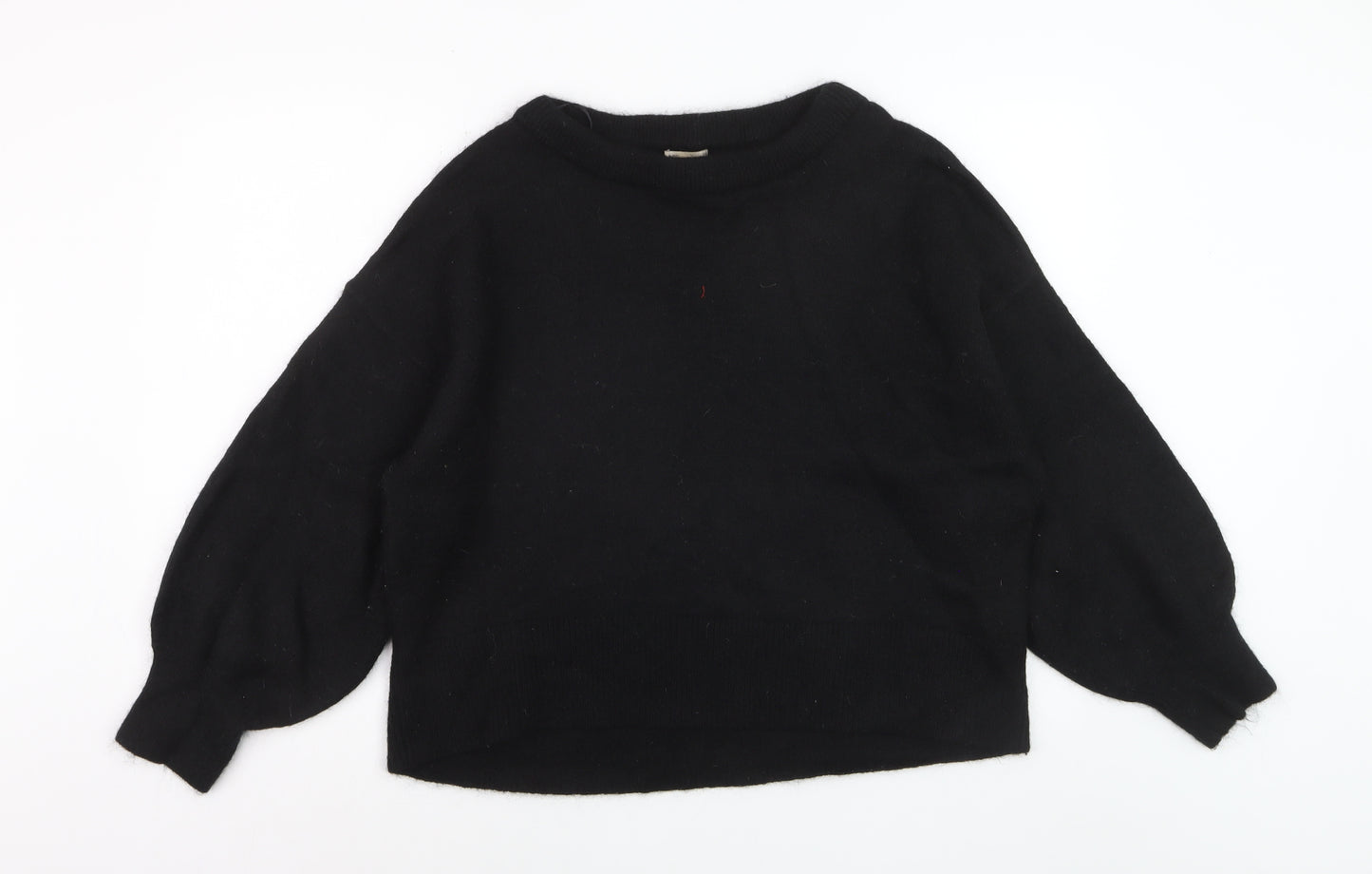 H&M Womens Black Wool Blend Crew Neck Pullover Jumper Size 12