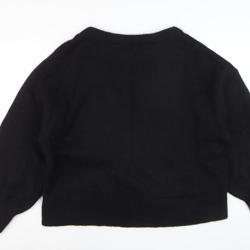 H&M Womens Black Wool Blend Crew Neck Pullover Jumper Size 12