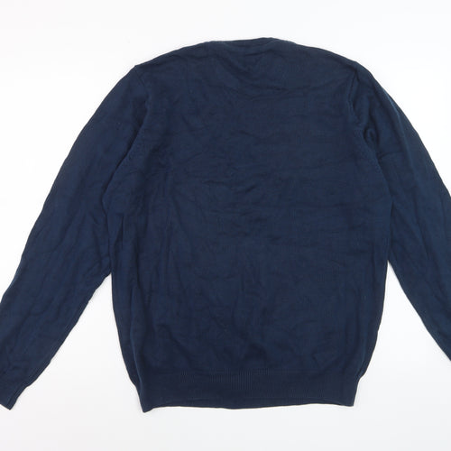 Marks and Spencer Men's Blue Cotton Crew Neck Jumper Size M
