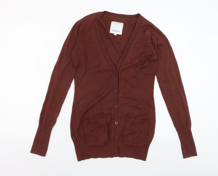 Bench Women's Brown Cotton V-Neck Cardigan Size 12