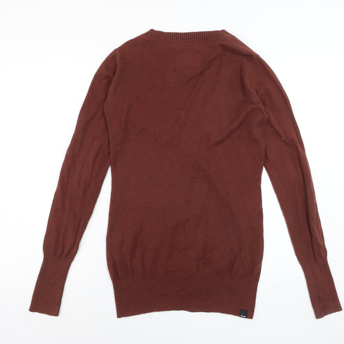 Bench Women's Brown Cotton V-Neck Cardigan Size 12