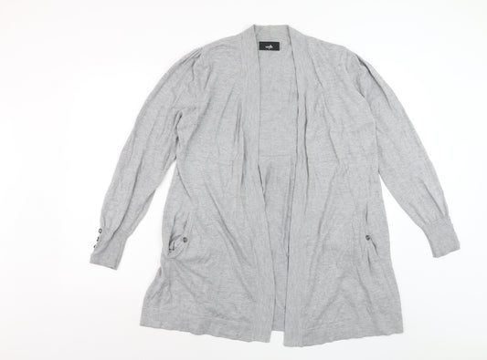 Wallis Women’s Grey Longline Cardigan Size 14 Lightweight Knit