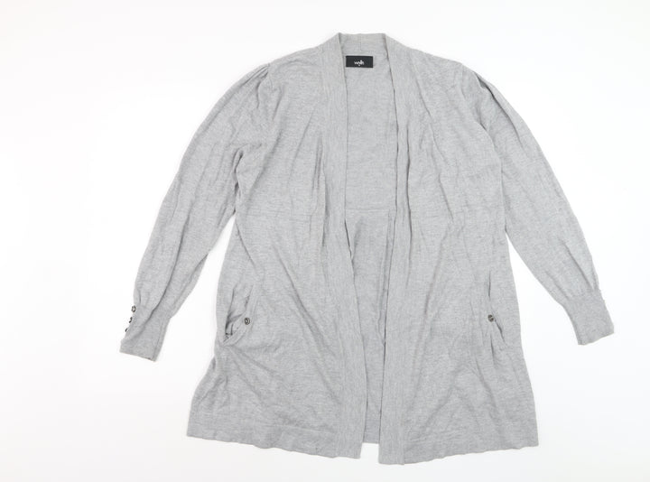 Wallis Women’s Grey Longline Cardigan Size 14 Lightweight Knit