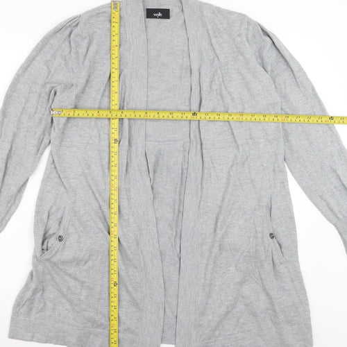 Wallis Women’s Grey Longline Cardigan Size 14 Lightweight Knit