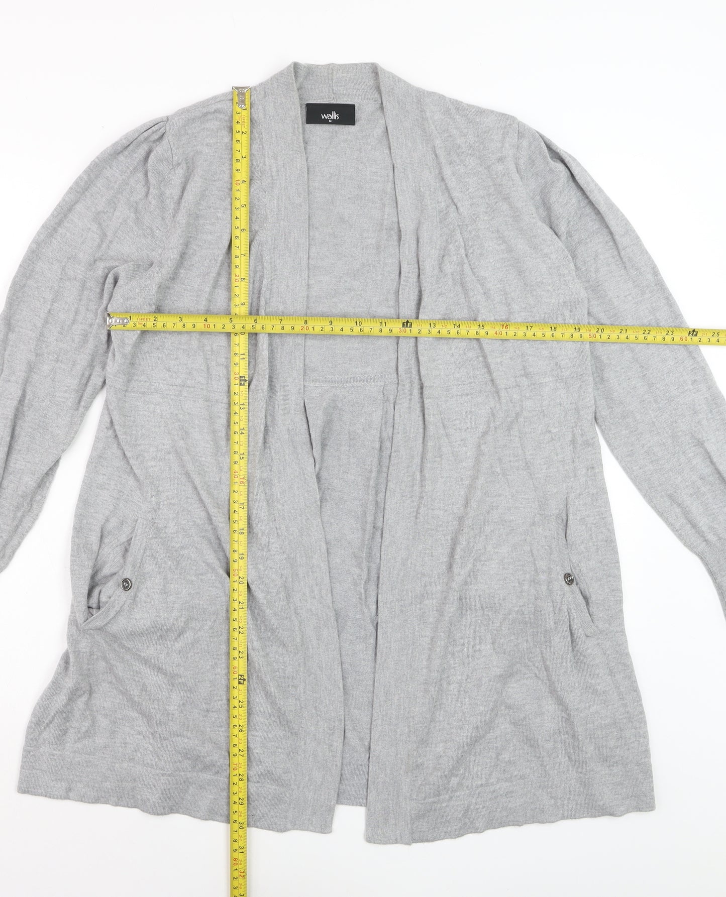 Wallis Women’s Grey Longline Cardigan Size 14 Lightweight Knit