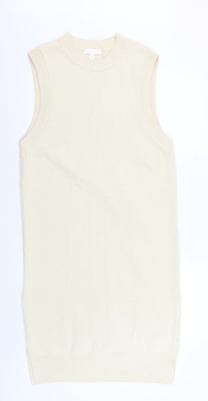 H&M Women Beige Sleeveless Knit Tank Dress Size 12