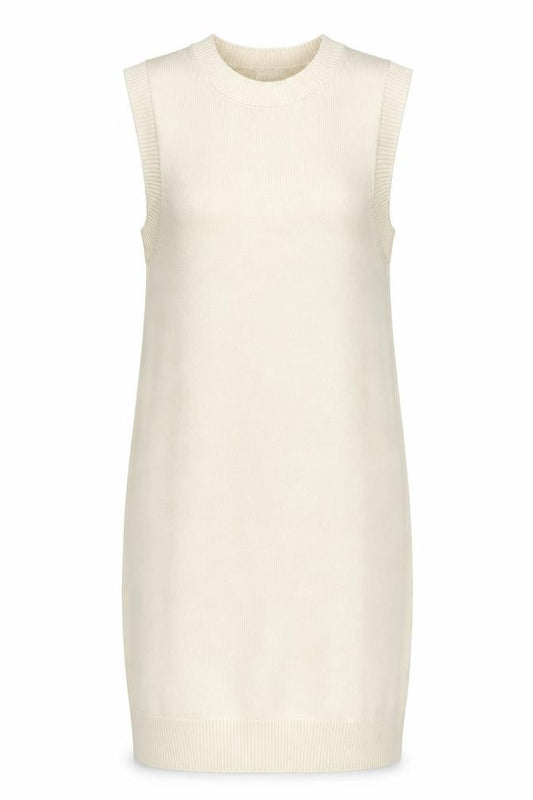 Front view of H&M Women Beige Sleeveless Knit Tank Dress, size 12