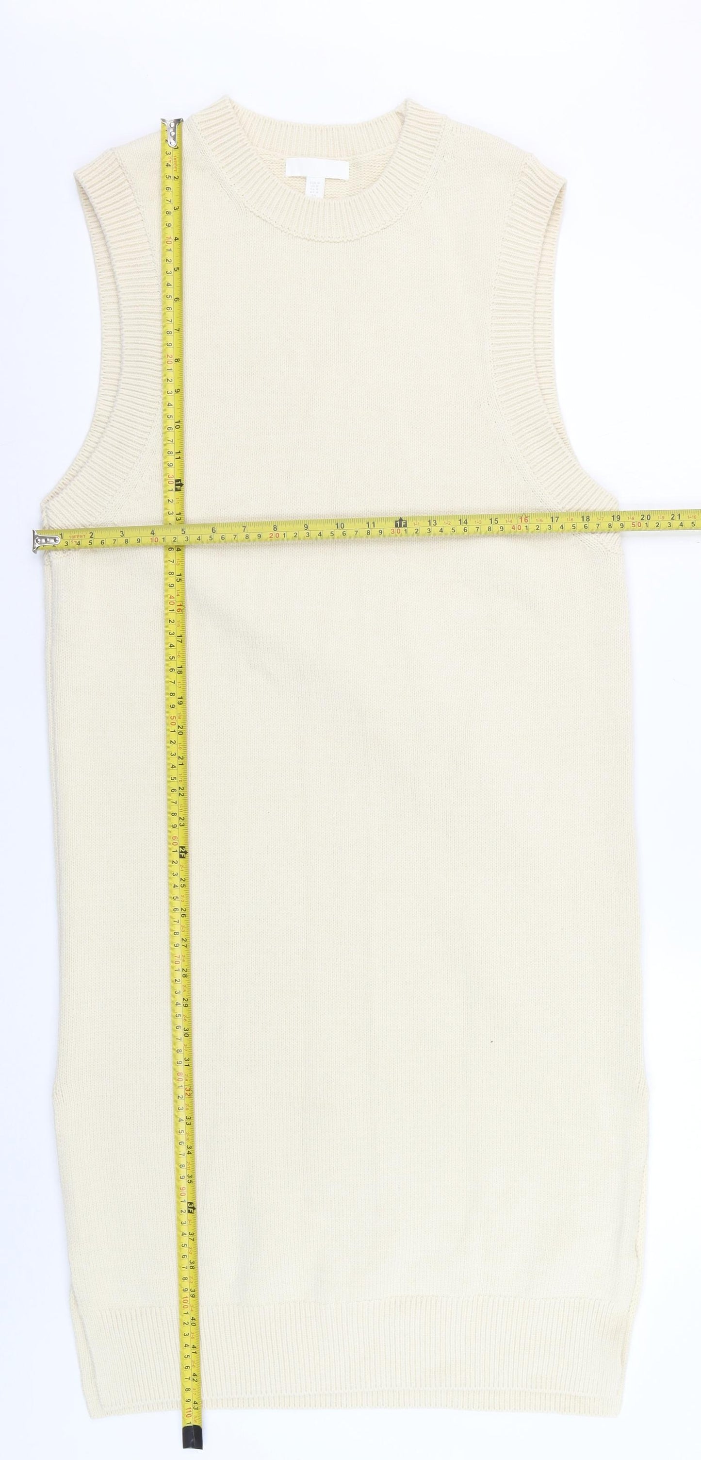 H&M Women Beige Sleeveless Knit Tank Dress Size 12