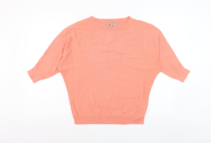 Oliver Bonas Women's Pink Knit Blouse UK 6 Relaxed Crew Neck Top