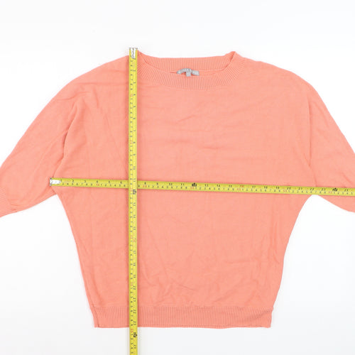 Oliver Bonas Women's Pink Knit Blouse UK 6 Relaxed Crew Neck Top