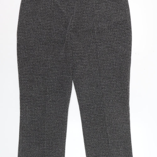 Bonmarché Women's Grey Check Straight Leg Trousers Size 16