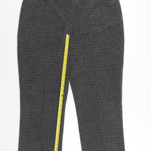 Bonmarché Women's Grey Check Straight Leg Trousers Size 16