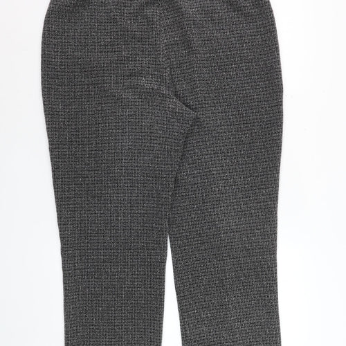 Bonmarché Women's Grey Check Straight Leg Trousers Size 16