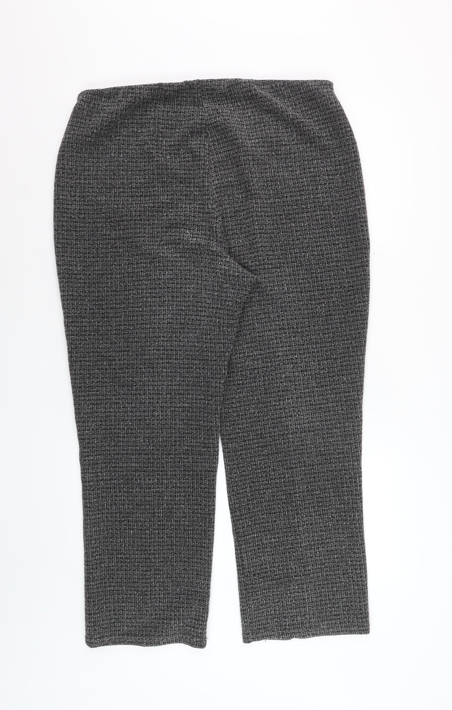 Bonmarché Women's Grey Check Straight Leg Trousers Size 16