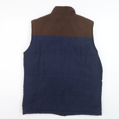 Atlas For Men Blue Brown Padded Bodywarmer Waistcoat L Outdoor Hiking