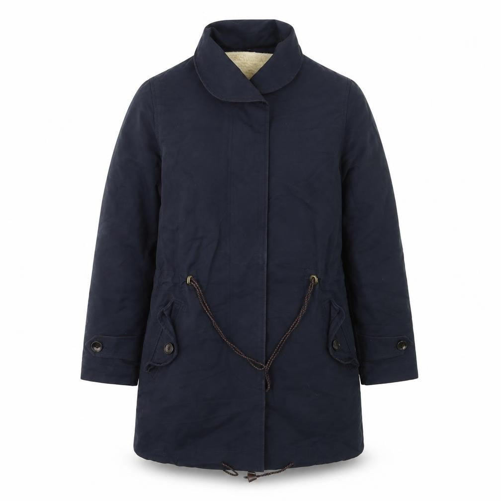 Front view of Sessùn Men's Blue XS Cotton Blend Parka Coat with Detachable Lining