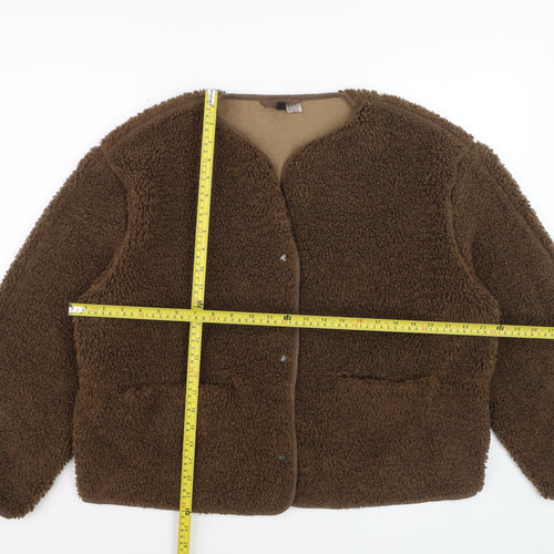 H&M Divided Women Brown Fleece Jacket Size 12 Lined Soft Shell