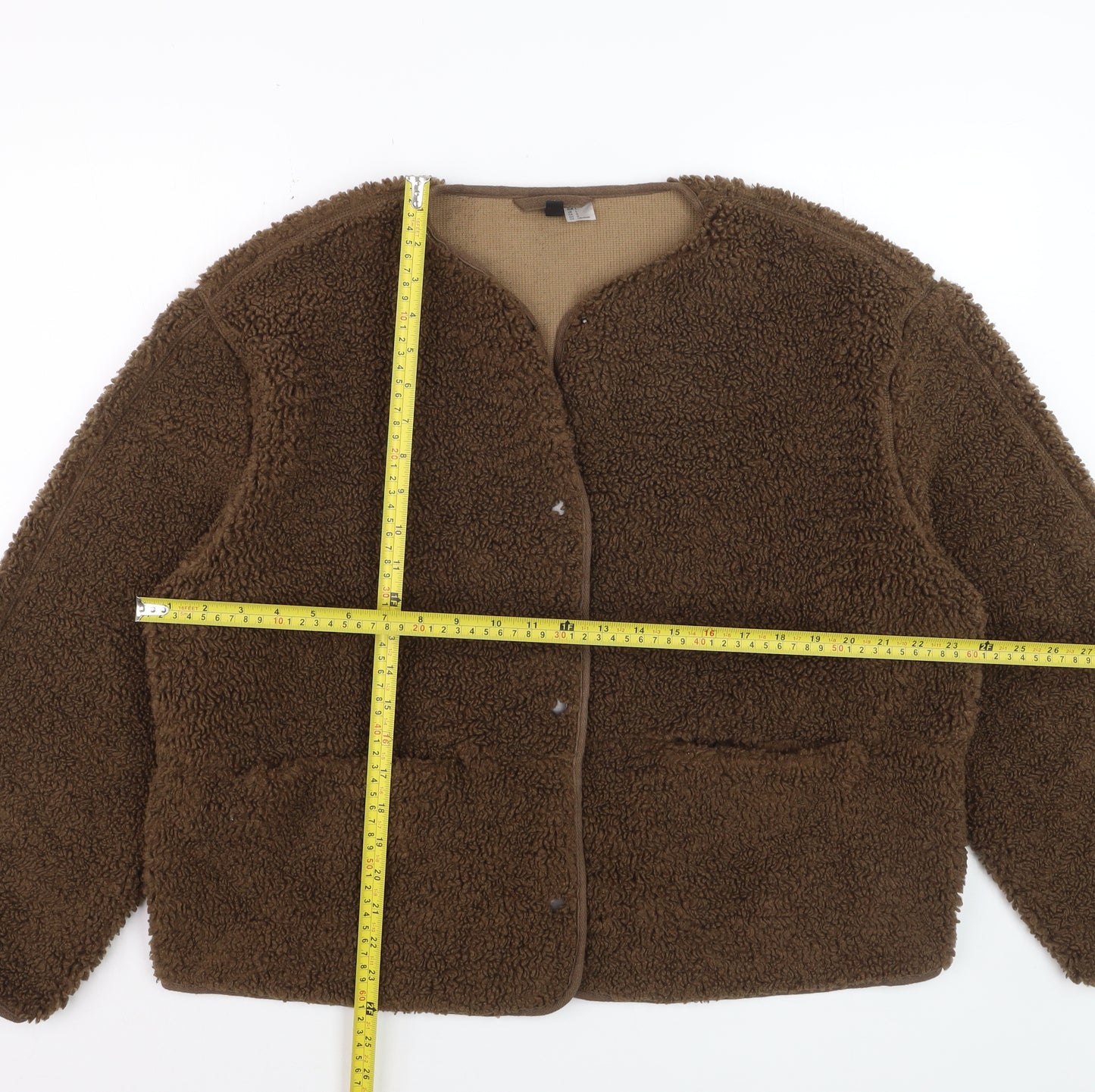 H&M Divided Women Brown Fleece Jacket Size 12 Lined Soft Shell