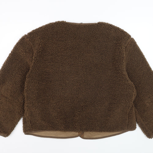 H&M Divided Women Brown Fleece Jacket Size 12 Lined Soft Shell