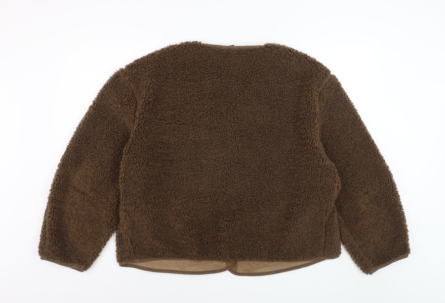 H&M Divided Women Brown Fleece Jacket Size 12 Lined Soft Shell