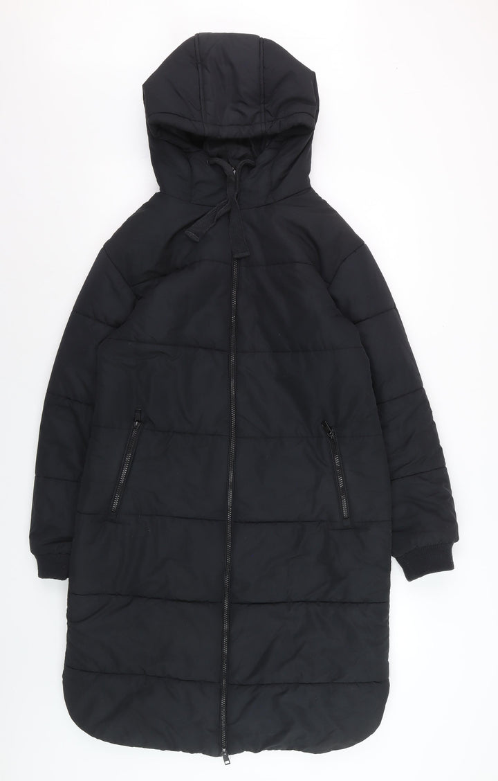 Marks and Spencer Women’s Black Long Hooded Puffer Coat Size 8