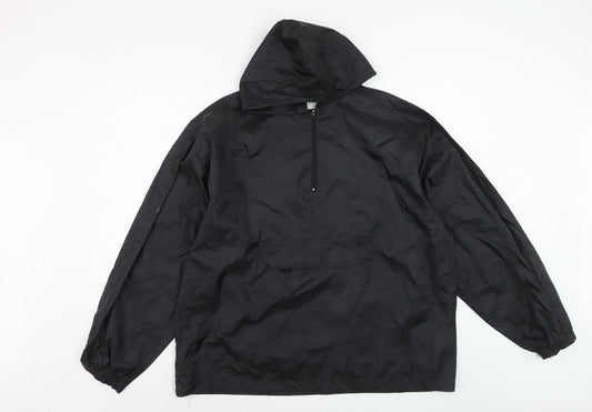 Augusta Sportswear Men's Black L Hooded 1/4 Zip Windbreaker Jacket