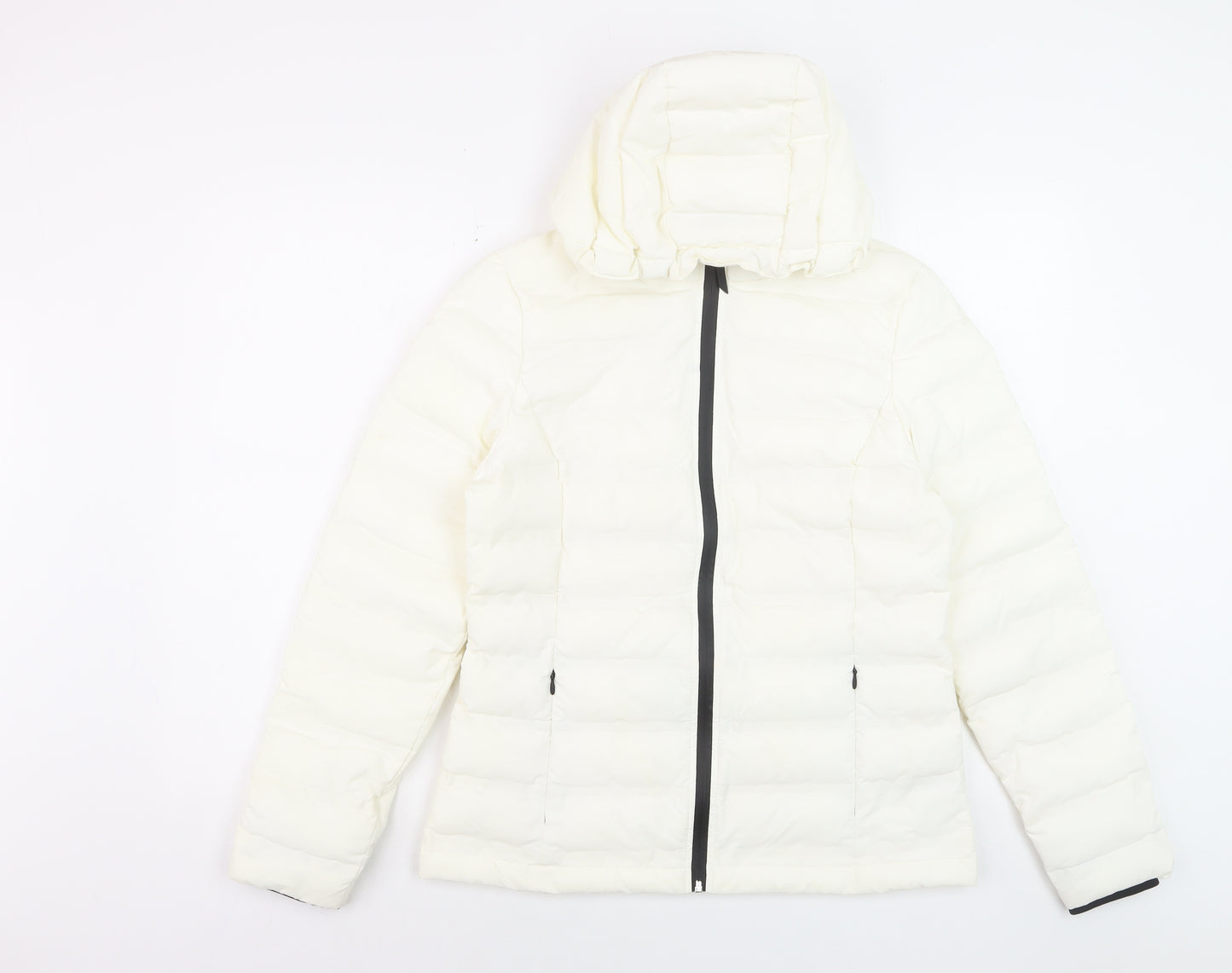 Marks and Spencer Women's White Puffer Jacket Size 10 Hooded Winter Coat