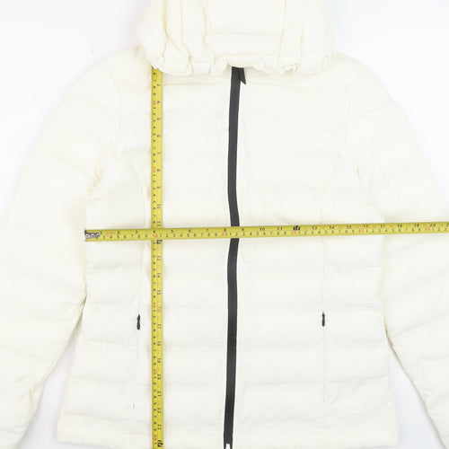 Marks and Spencer Women's White Puffer Jacket Size 10 Hooded Winter Coat