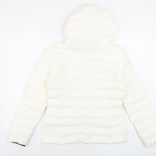 Marks and Spencer Women's White Puffer Jacket Size 10 Hooded Winter Coat