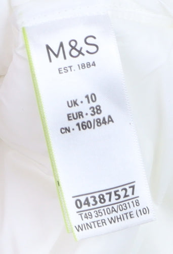 Marks and Spencer Women's White Puffer Jacket Size 10 Hooded Winter Coat