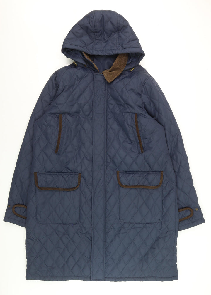Cotton Traders Women’s Blue Quilted Long Hooded Coat XL