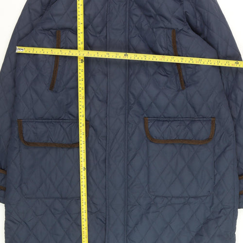 Cotton Traders Women’s Blue Quilted Long Hooded Coat XL