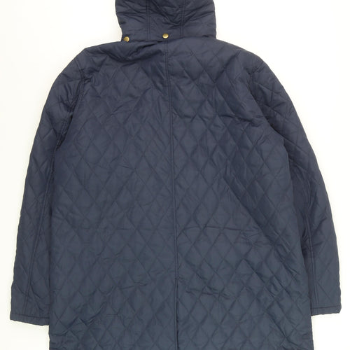 Cotton Traders Women’s Blue Quilted Long Hooded Coat XL